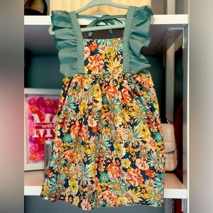 Lightweight flutter sleeve floral boho dress